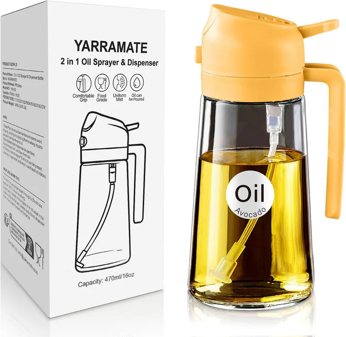 16oz/470ml Glass Olive Oil Sprayer for Cooking with Stickers