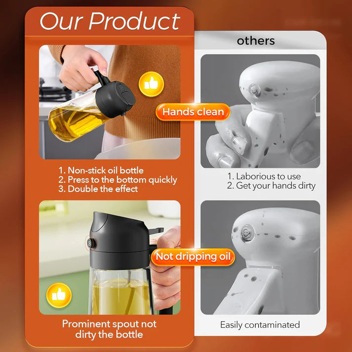 16oz/470ml Glass Olive Oil Sprayer for Cooking with Stickers