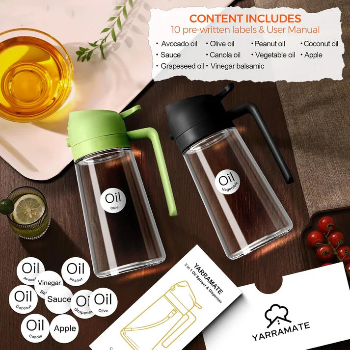 16oz/470ml Glass Olive Oil Sprayer for Cooking with Stickers